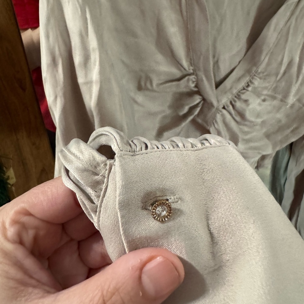 ZARA Satin Cropped Ruched Blouse - Picture 3 of 4
